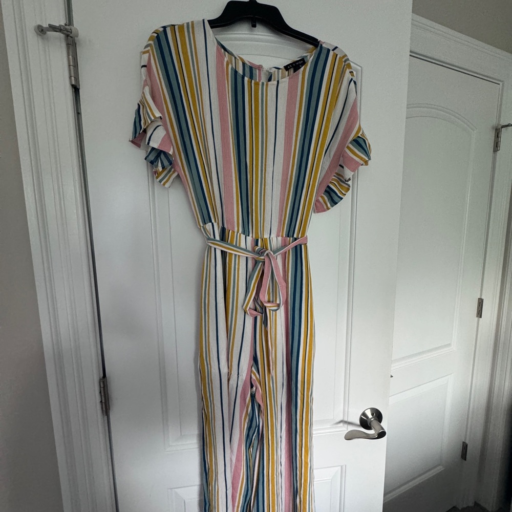 As U Wish multi-colored striped jumpsuit, size Large